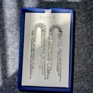 New rhinestone glittery, gorgeous dangling earrings from Piper K. baguette